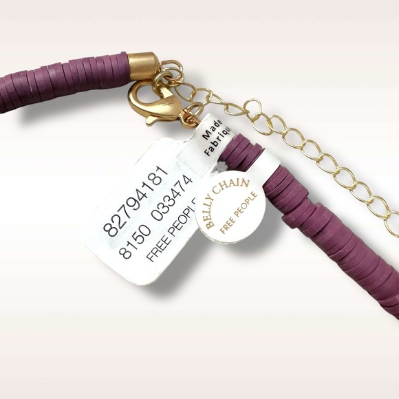 Free People Wanderin Belly Chain in Purple Puka Shell NWT Necklace Beach Summer - Picture 8 of 10